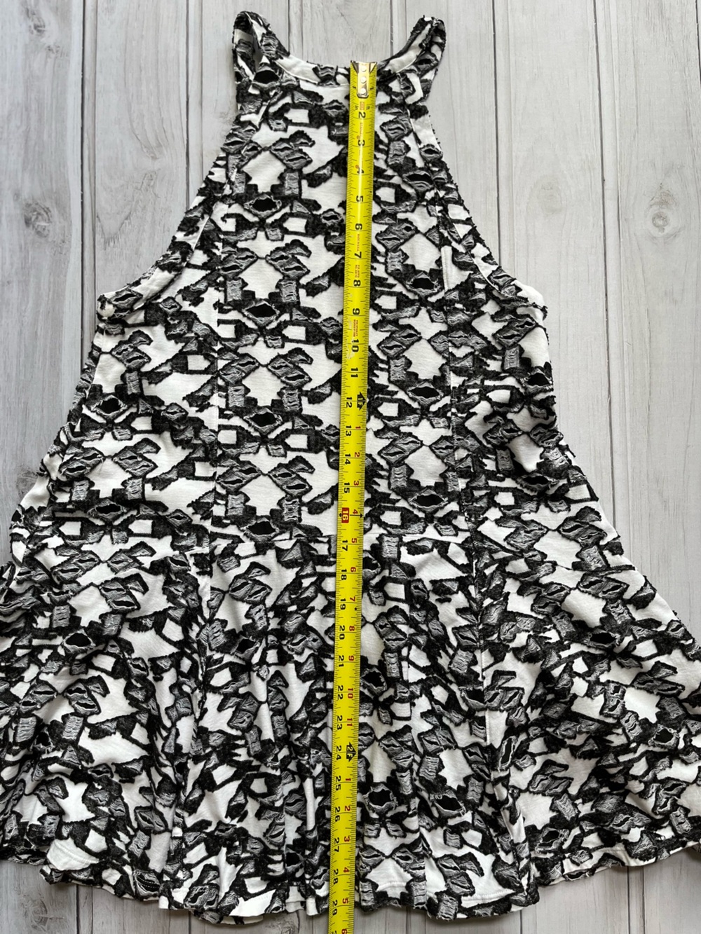 Free People black white distress halter fit & flare mini dress. Size small - Picture 13 of 15